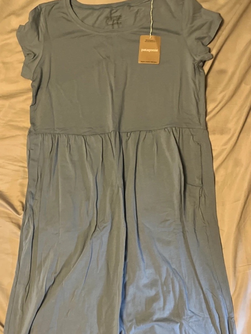 Patagonia Kamala t shirt dress Dusty Blue, gray Short Sleeve Maxi Dress